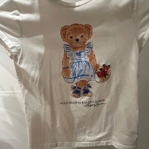 Ralph Lauren girl white Polo Bear T-shirt w/strawberries